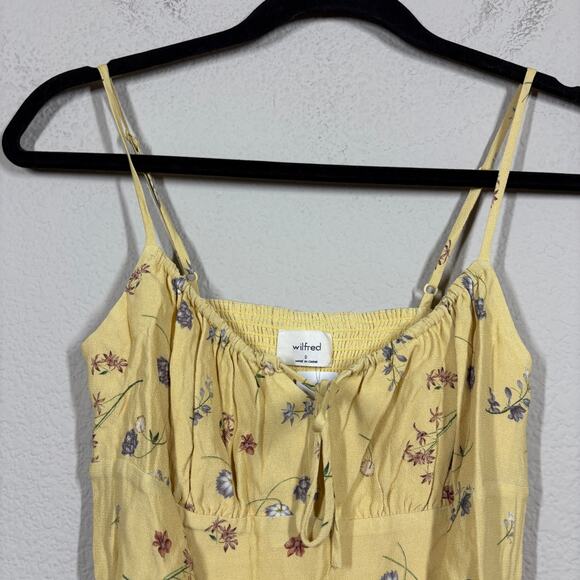 Wilfred 0 Mini Shift Dress Spring Medley Yellow Floral Tie Front Milk Maid - Picture 7 of 10
